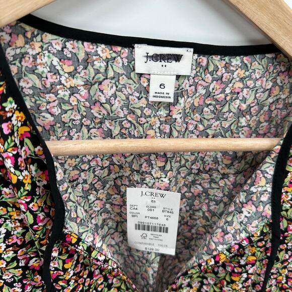 J. CREW NWT BT845 Floral Print Long-sleeve Tie-Neck Dress  // 6 - Picture 5 of 12